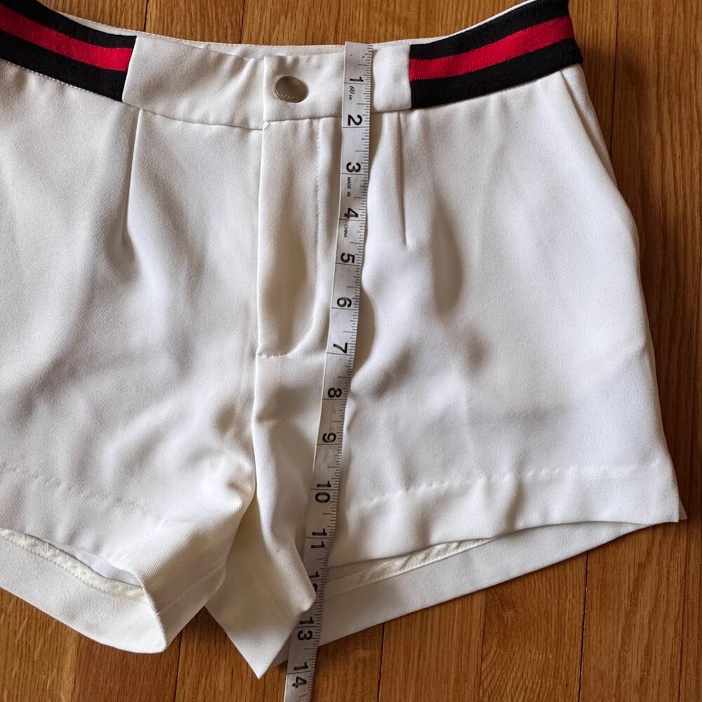 Gucci White Twill Shorts Ribbed Knit Striped Waistband Size IT 38 US 2 - Picture 7 of 9